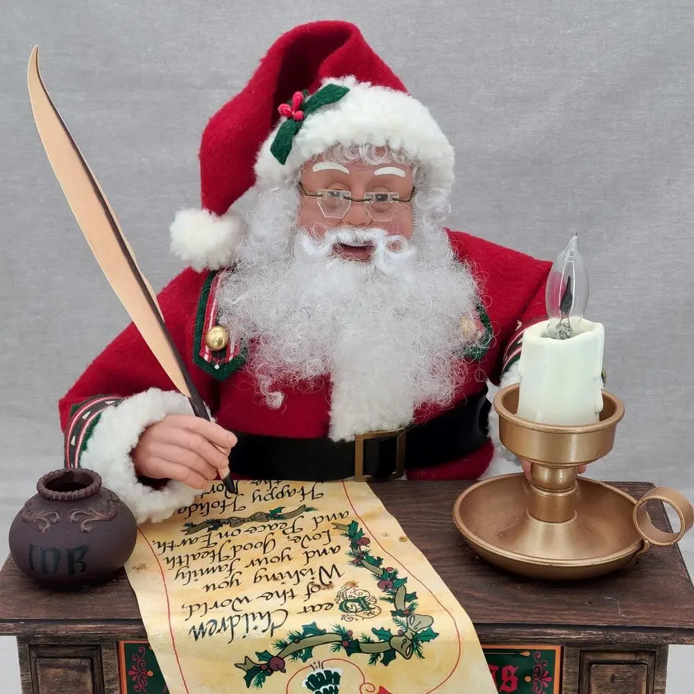 Trim A Home VTG 1993 Writing Santa Animatronic Christmas Figurine #35321 in Box